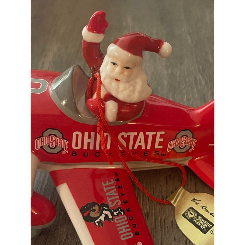 Danbury Mint Ohio State Buckeyes Santa Airplane Ornament 2006 Boxed